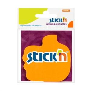 Stick'n Die-Cut notes duim / 70 x 70 mm / neon-oranje / 50 vel