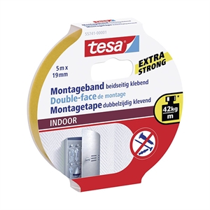 Tesa 55741-00001-03 Powerbond Indoor tape / dubbelzijdig / wit / 19 mm x 5 m