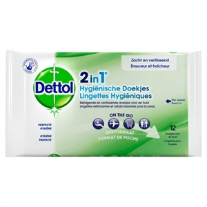 Dettol hygiënische 2-in-1 doekjes / 12 stuks