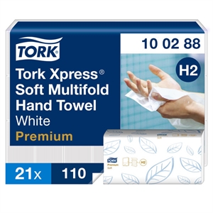 Tork Xpress® 100288 handdoeken / 2-laags / 21 pakken / geschikt voor Tork H2 dispenser / wit