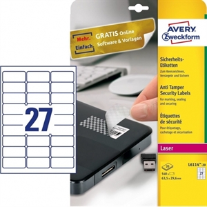 Avery Zweckform L6114-20 anti-fraude etiketten / 63,5 mm x 29,6 mm / 540 etiketten