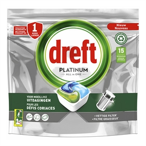 Dreft All-in-One Platinum vaatwastabletten / Original / 15 tabs