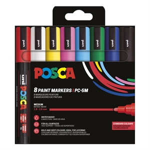 Posca PC-5M verfmarkerset basis / 1,8 – 2,5 mm / rond / 8 stuks