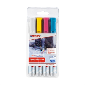 Edding 95 glassboard markers / ronde punt / lichte kleuren / 1,5 - 3 mm / 4 stuks