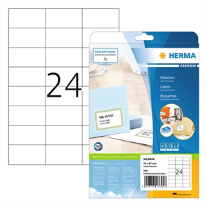 Herma Premium 8644 permanent hechtende etiketten / A4 / 70 x 37 mm / wit / 240 etiketten