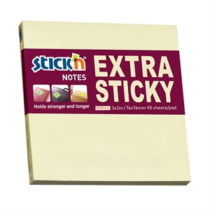 Stick'n extra sticky notes / 76 x 76 mm / pastelgeel / 90 vel