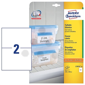 Avery Zweckform L7974-25 diepvriesetiketten / 210 mm x 148 mm / 50 etiketten