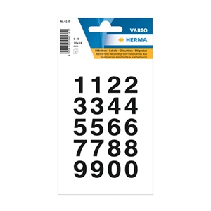 Herma 4136 0-9 etiketten / 20 x 18 mm / zwart/transparant / 40 etiketten