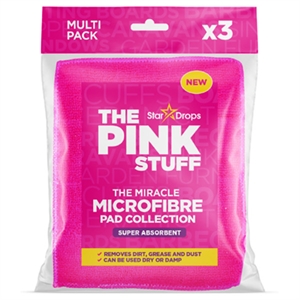 The Pink Stuff Microvezel absorberende schoonmaak pads | roze | 3 stuks