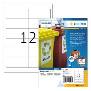 Herma 4597 inkjet etiketten / weerbestendig / A4 / 97 x 42,3 mm / wit / 480 etiketten