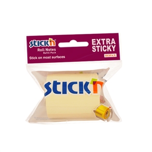 Stick'n roll note extra sticky / navulling / 50 mm x 10 m / pastelgeel