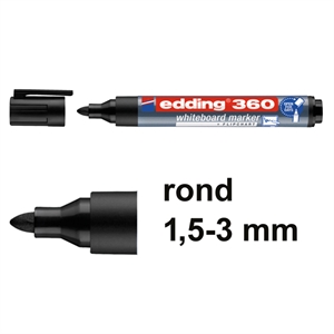 Edding 360 whiteboard marker / zwart / ronde punt / 1,5 - 3 mm