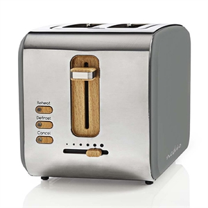 Nedis broodrooster / met ontdooifunctie / grijs / 6 standen / 900 Watt