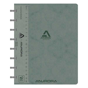 Aurora 3845.748GRIS Adoc schrift met liniaal / A5 / geruit /  90 gr. / 72 vel / grijs