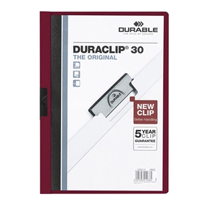 Durable 220031 Duraclip klemmap / A4 / donkerrood / tot 30 pagina’s