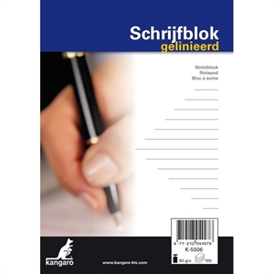 Kangaro schrijfblok K-5506 / A6 / gelinieerd / 60gr. / 100 vel