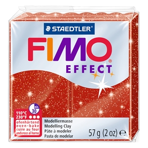Fimo 8020-202 klei effect / glitter rood / 57 gram