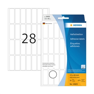 Herma 10605 multifunctionele etiketten / verwijderbaar / 13 x 40 mm / wit / 672 etiketten