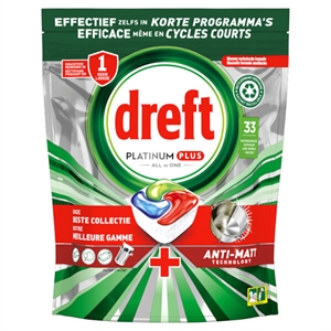 Dreft All-in-One Platinum Plus Vaatwastabletten / Regular / 33 tabs