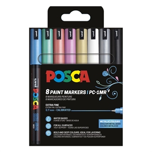 Posca PC-1MR verfmarkerset metallic / 0,7 mm / comisch / 8 stuks