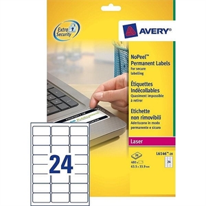 Avery Zweckform L6146-20E no-peel etiketten / 63,5 mm x 33,9 mm / 480 etiketten
