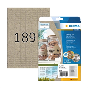Herma 10750 gerecyclede universele etiketten / A4 / 25,4 x 10 mm / natuurlijk bruin / 3780 etiketten