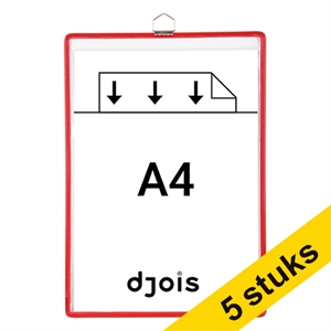 Djois informatiekader / A4 / rood / met dichte haak / 5 stuks