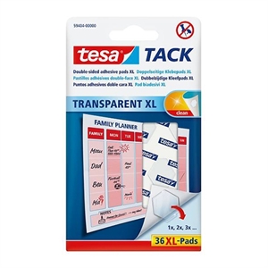 Tesa 59404-00000-00 Tack kleefpads XL / kleefpads XL / transparant / niet-permanent / 36 stuks