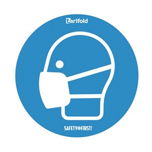 Tarifold 7999827 zelfklevende waarschuwingssticker mondkapje / blauw-wit / 2 stuks