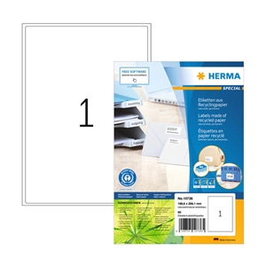 Herma 10736 gerecyclede universele etiketten / A4 / 199,6 x 289,1 mm / wit / 80 etiketten