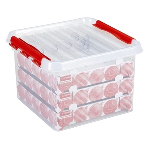 Sunware Q-line opbergdoos voor kerstversiering / transparant / 26 liter / 75 kerstballen