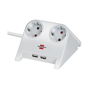 Brennenstuhl 1153520222 Desktop-Power stekkerdoos / 2 stopcontacten / 2 USB-poorten / 1.8 meter / wit