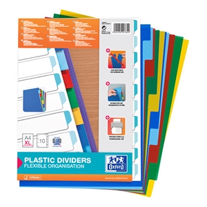 Oxford A4 tabbladen XL / kunststof / 10 tabs / 11-gaats