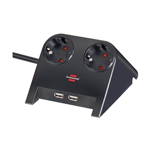 Brennenstuhl 1153500222 Desktop-Power stekkerdoos / 2 stopcontacten / 2 USB-poorten / 1,8 meter / zwart
