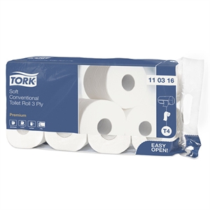 Tork 110316 traditioneel toiletpapier / 3-laags / 8 rollen / geschikt voor Tork T4 dispenser