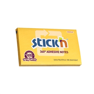 Stick'n memoblok / 360 graden lijmrand / 76 x 127mm / goudgeel / 100 vel