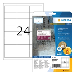 Herma 4691 folie etiketten / weerbestendig / A4 / 66 x 33,8 mm / wit / 600 etiketten