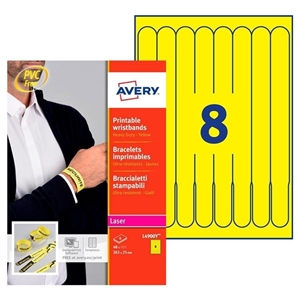 Avery Zweckform L4900W polsbandjes / bedrukbaar / geel / 25 mm x 265 mm / 48 stuks