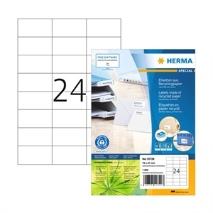Herma 10729 gerecyclede universele etiketten / A4 / 70 x 37 mm / wit / 1920 etiketten