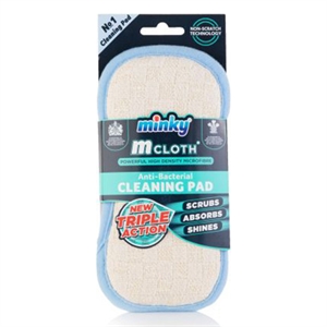 Minky Triple Action schoonmaakpad / Anti-Bacterieel / Blauw-wit