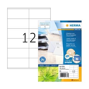 Herma 10733 gerecyclede universele etiketten / A4 / 105 x 48 mm / wit / 960 etiketten